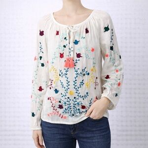 Embroidered White Boho Top